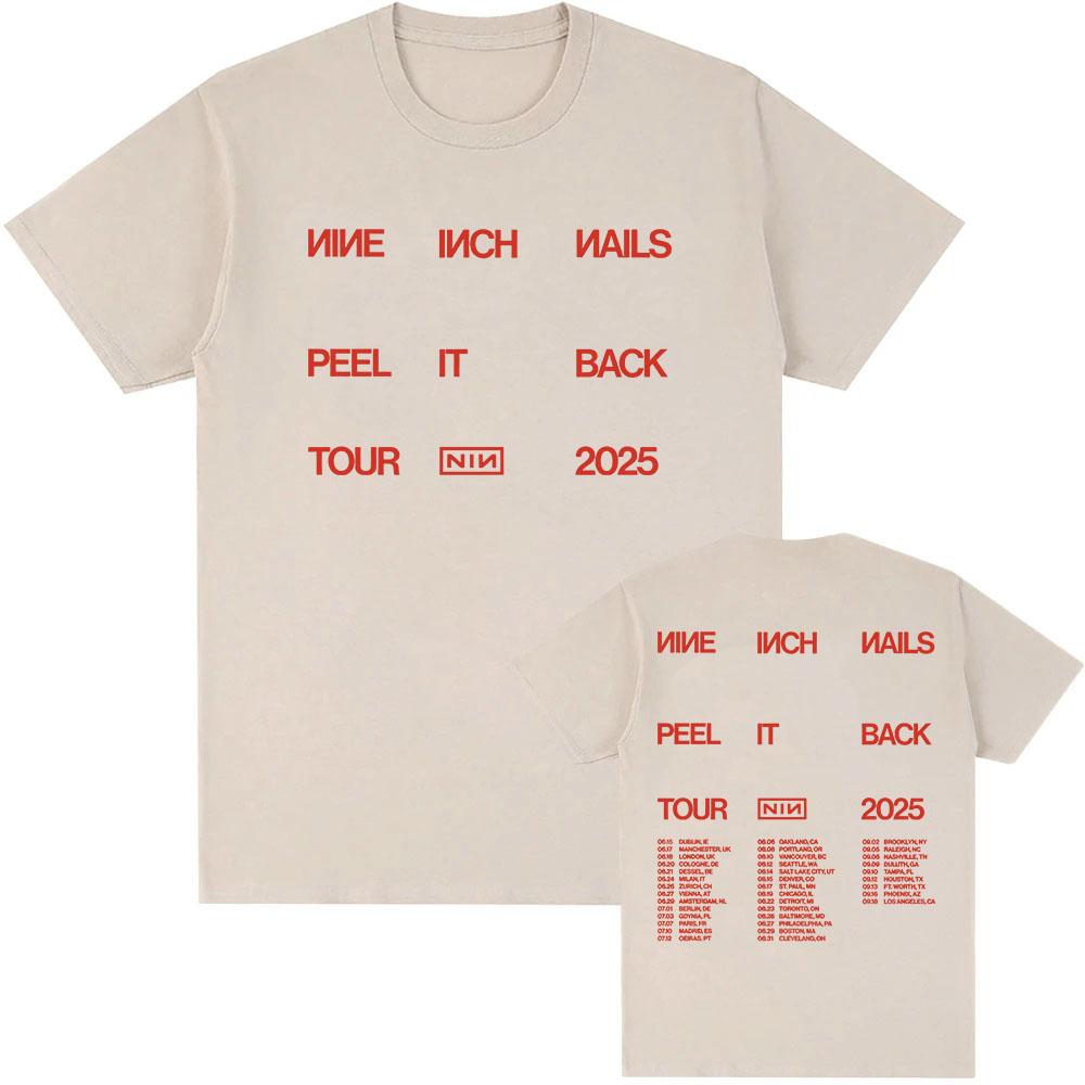 2025 Summer Nine Inch Nails Stripped Back Tshirt Mens Cotton Shortsleeved Tshirt Hiphop Street Casual Tshirt