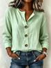 Europe, America, summer and autumn new loose T-shirt women's V-neck button-down long-sleeved top
