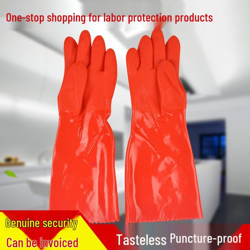 East Asia 802F-40CM Cold Protection PVC Washing Gloves with Cotton Wool Lining