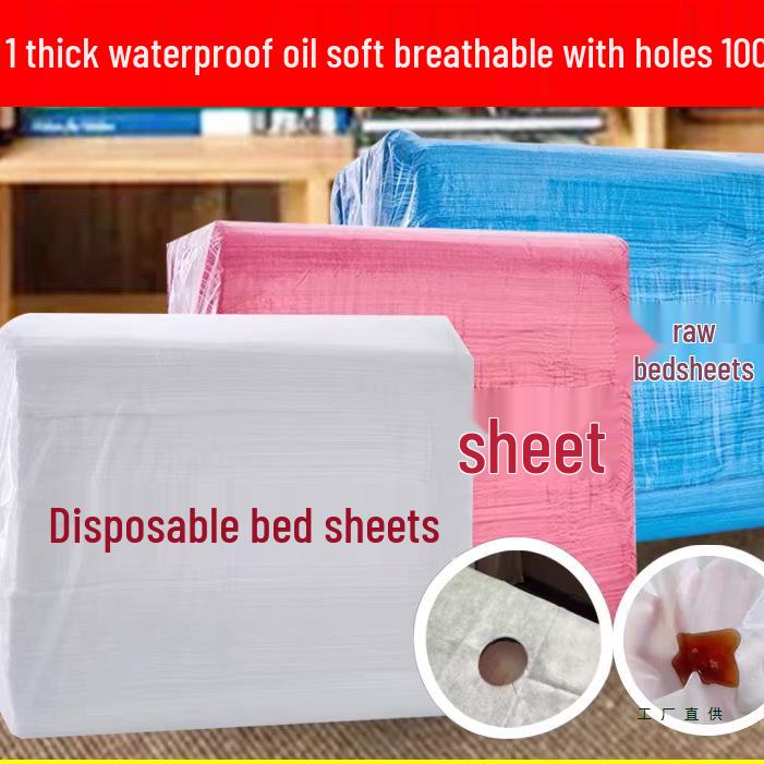 100 Disposable Waterproof Bed Sheets with Hole, Non-woven, Oil-Proof, Sterile, and Breathable for Beauty Salons.