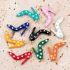10pcs 304 Stainless Steel Double-Sided Enamel High Heel Pendant With Polka Dots Fashion Versatile DIY Necklace Jewelry Finding