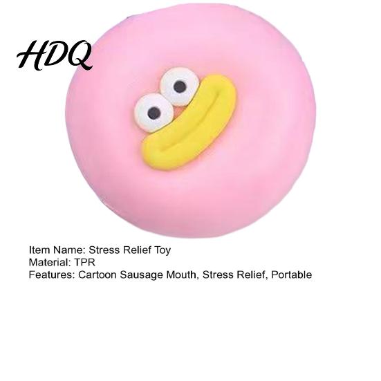 Anti-stress Toy Cartoon Sausage Mouth Stress Ball Big Eyes Steamed Bun Fidget Squeeze Soft Stretchy Decompression Dumpling Desk Portable Reliever