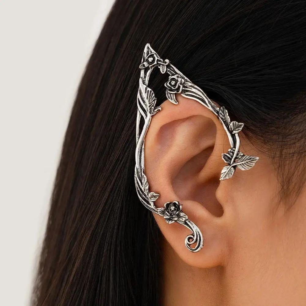 Popular Gold Color Elf Flower Leaf Ear Clip Women Cute Jewelry Accessories Fairy Clip Earrings Wedding Girls Jewelry Gifts