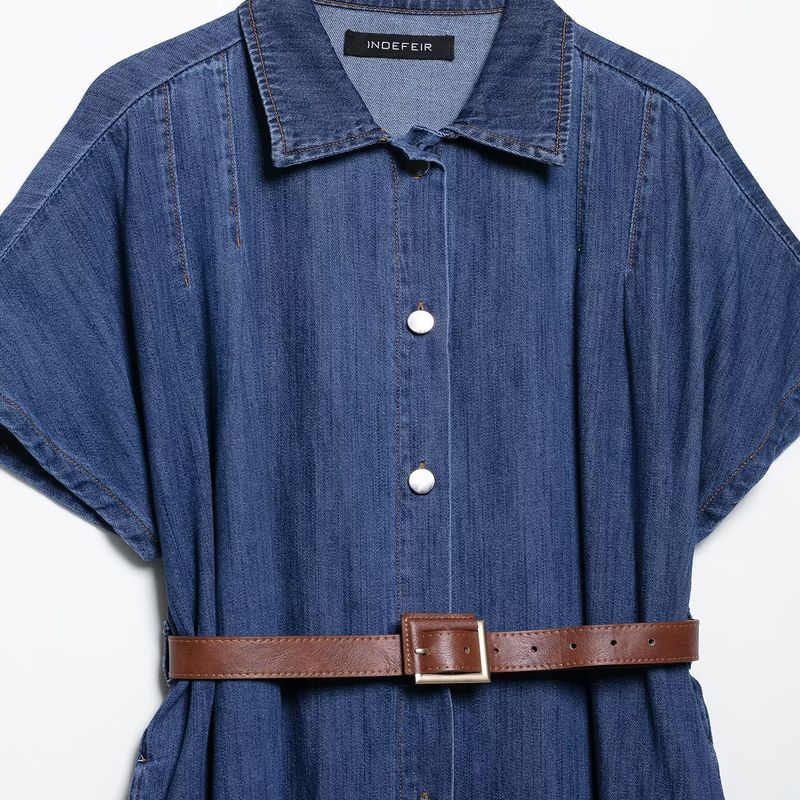 Kaslead New Arrival Women's Clothing Fashion Style Fashion with Belt Midi Skirt Denim Dress 0108025