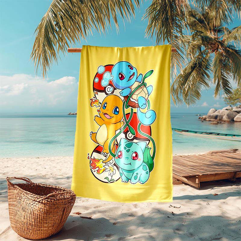 Pokémon beach towel Outdoor camping Beach towel for vacation swim Outdoor pool Absorbent bath towel