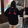 Women's Hooded Long Sleeve Devil Wing Decor Hoodie Oversized Fit Elegant Commute Casual Sweatshirt