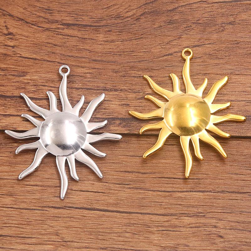 1Pcs 37X45mm Stainless Steel Jewelry Accessories Sun Pendant