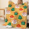Santa Christmas Theme Flannel Fleece Blanket - Soft Short Plush, Warm & Cozy, Ideal for Home Living & Holiday Decoration