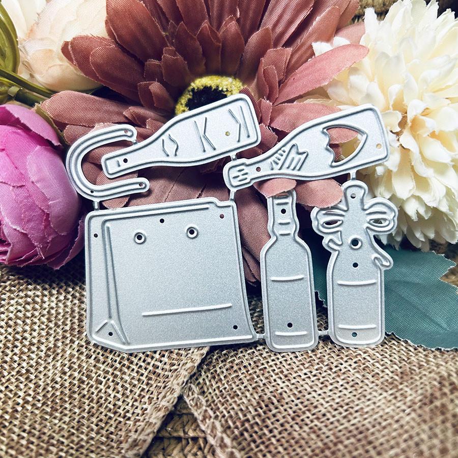 Shopping Bag and Wine Bottle Metal Cutting Dies Stencil for DIY Scrapbooking Photo Album Embossing Paper Cards Crafts Diecuts