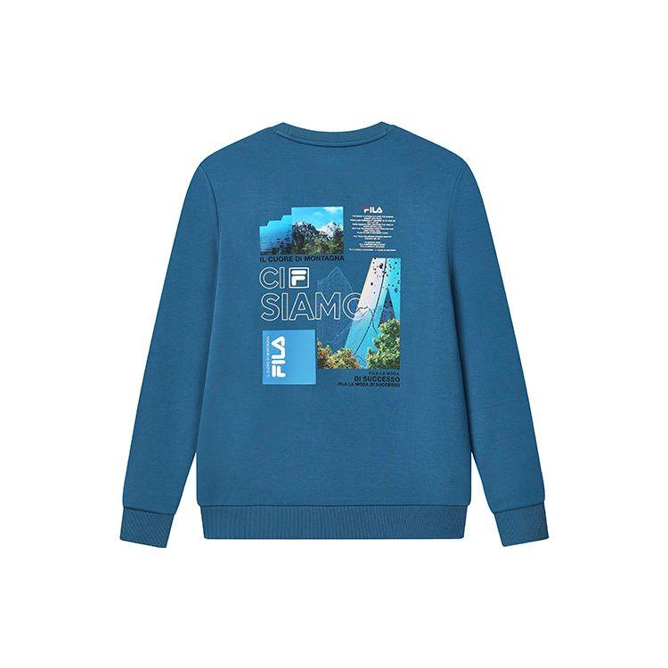 Fila Simple Basic Casual Commuter Knit Logo Pullover Sweatshirt Men Sweatshirt Mystic-Blue F11M248202FDB