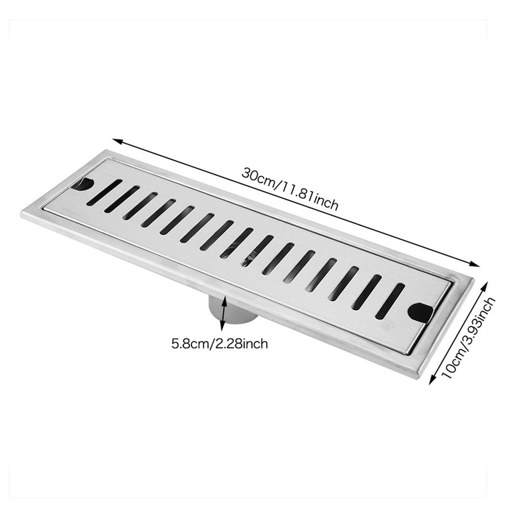 Large Flow Stainless Steel Rectangle Shower Floor Drain Bathroom Drainage Gully