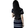 Wear a Summer New Small Fragrant Style Striped Knitted Short-sleeved Dress, Temperament Hip-wrapped Long Dress, Picture Average Size