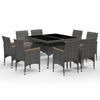 Ensemble à Dîner - VIDAXL - 9 pcs - Résine Tressée - Acier Renforcé - Bois d'Acacia