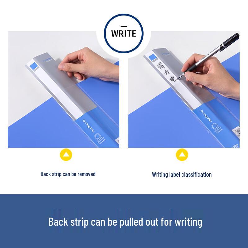 Deli 5382 A4 2-Ring Loose-Leaf Binder Folders, 3-Pack Blue