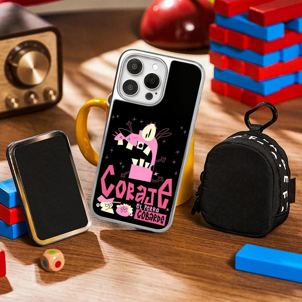 

Cowardly dog cute classic cartoon poster Phone Case for iPhone 16 15 14 13 12 11 Pro Max Sheepskin Silver-edged protective case iPhone15ProMax