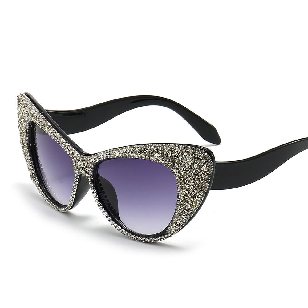 

High-Quality Vintage Oversized Cat Eye Diamond Cake Sunglasses Women Female Luxury Designer Punk Sun Glasses Trendy Sexy Ladies Shades W141516WW-As the picture