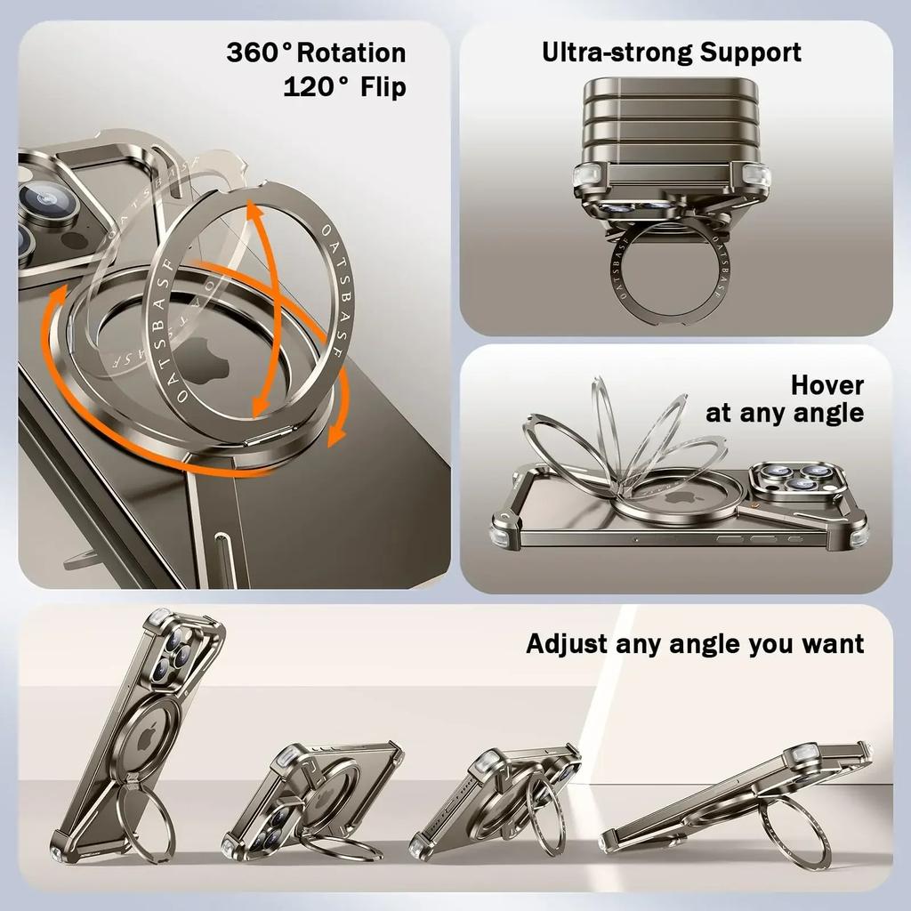 Custodia per Telefono Magnetica Senza Bordi in Lega di Alluminio a Forma di Z Per iphone 16 15 14 13 Plus Pro Max Supporto Metallico Magsafe Antiurto Rigida