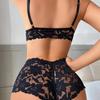 Hot Lace Erotic Costumes Sexy See Through Women's Underwear Deep V Bra Hollowed Out Sex Underwear Exotic Clothing Sleepwear Set