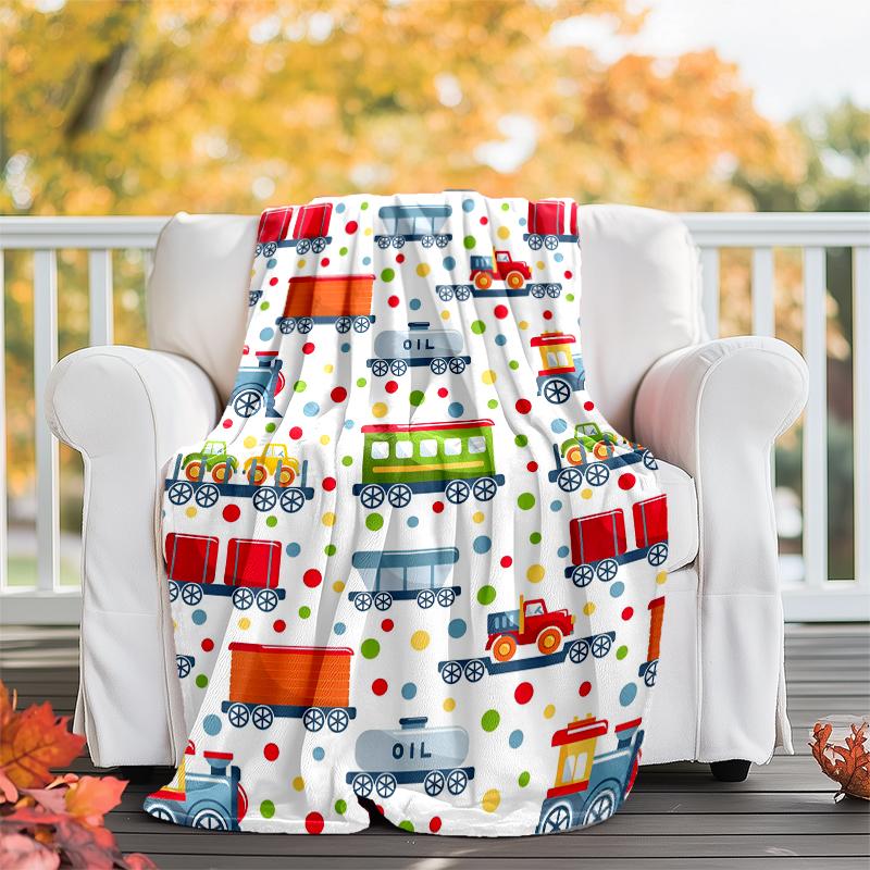 Cute Cars Theme Printed Blanket - Perfect for Couch, Bed, Travel & Outdoor Use | Machine Washable, Cozy & Durable.