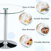 Mesa de Barra de Cristal Minimalista Moderna: Con un diámetro de 89 cm y una altura de 92 cm, es la elección para una estructura de lujo ligero.
