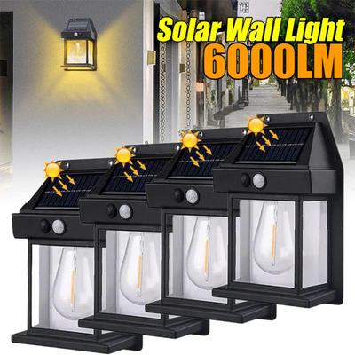 6000LM Solar Tungsten Filament Lamp Outdoor Waterproof Garden Wall Light Intelligent Induction Courtyard Villa Lighting Lantern