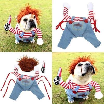 Zábavné oblečení pro štěně, Halloweenské kostýmy pro psa, Komické oblečení s nožem, Oblečení pro festivalovou párty pro mazlíčky, kočky a psy