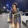 Korean Version Autumn and Winter Rainbow Plaid Imitation Cashmere Scarf Female Student Couple Mohair Warm Scarf Long Shawl