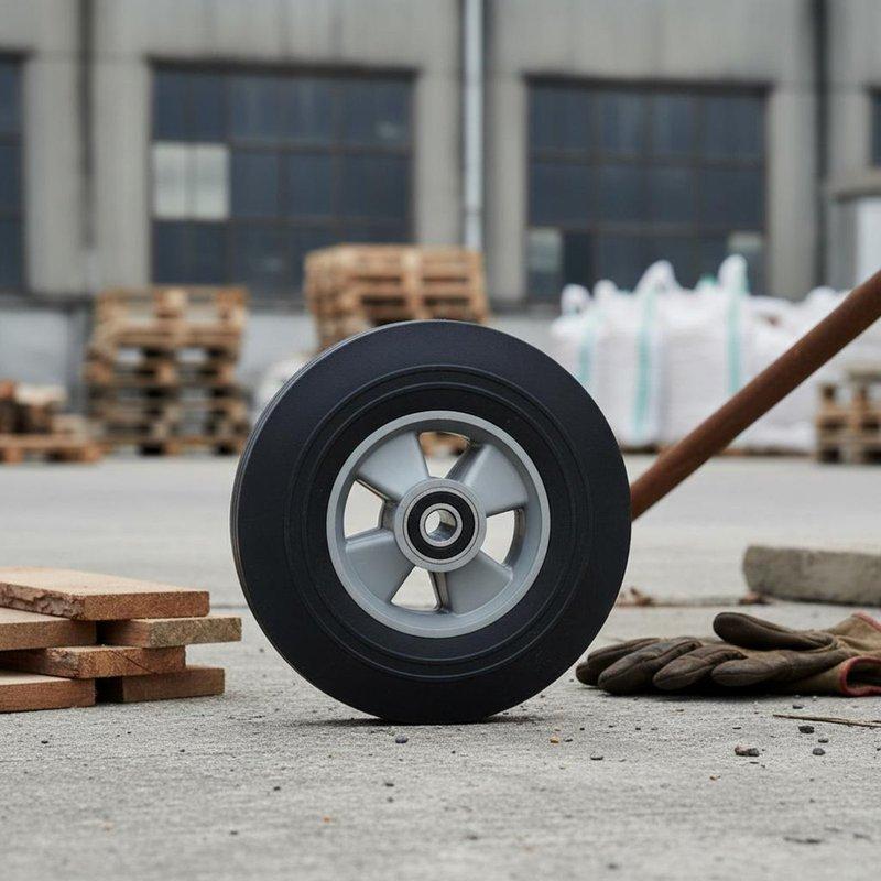 Puncture-Resistant Trolley Wheel Shock Absorbing Firm Rubber Wheel Professional-Grade Hardware Effortless Rolling for Workshop