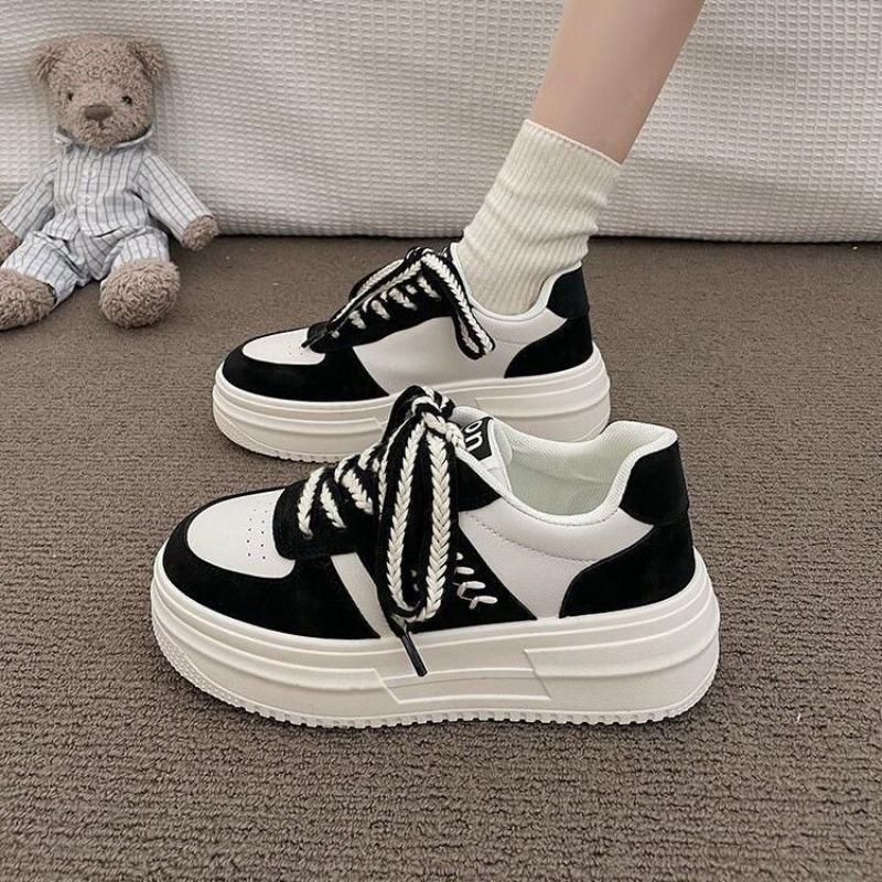 2025 Woman Casual Sports Shoes Muffin Thick Bottom Flats Shoes Designer Simple Breathable Lace-up Running Sneakers Tennis Mujer