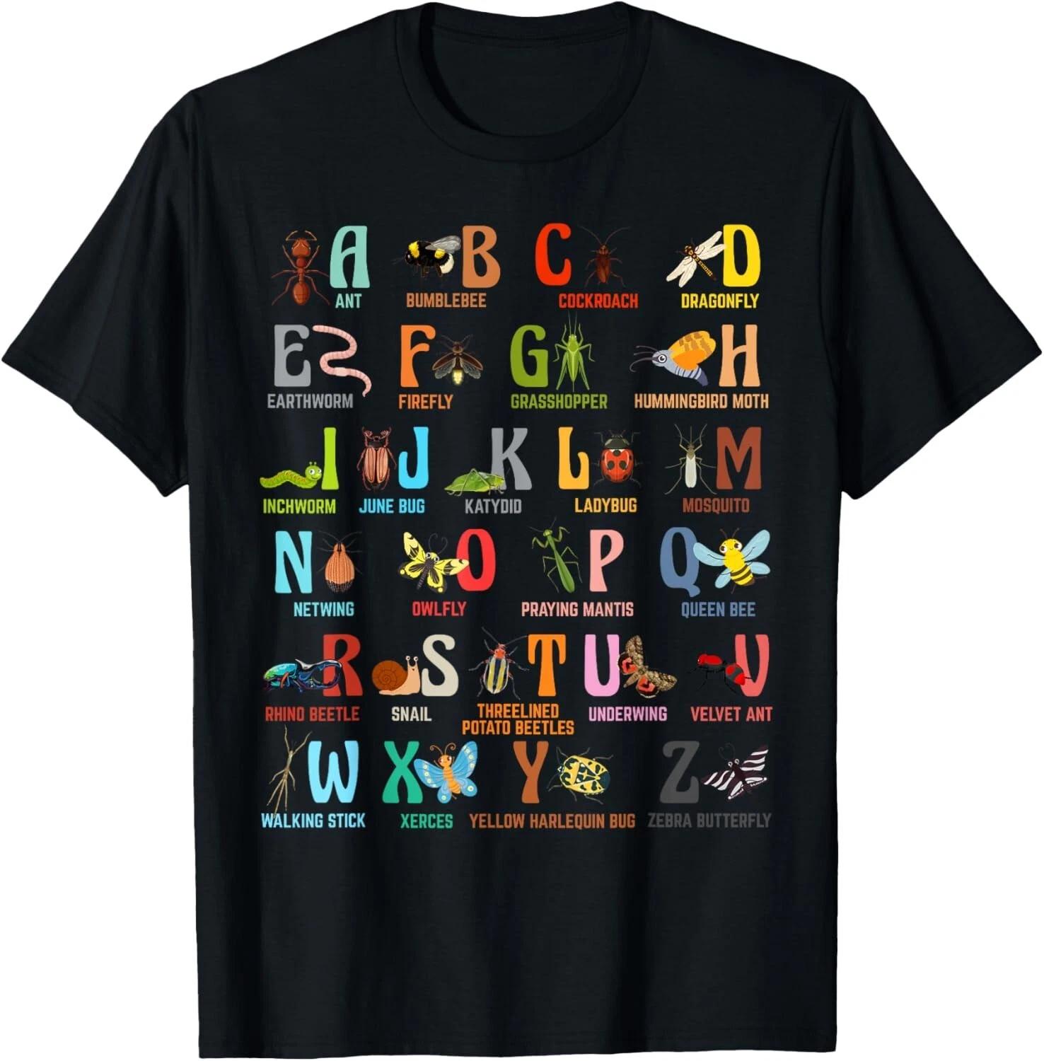 Funny Insect Animals Alphabet Kindergarten Back To School Gift Unisex T-Shirt M