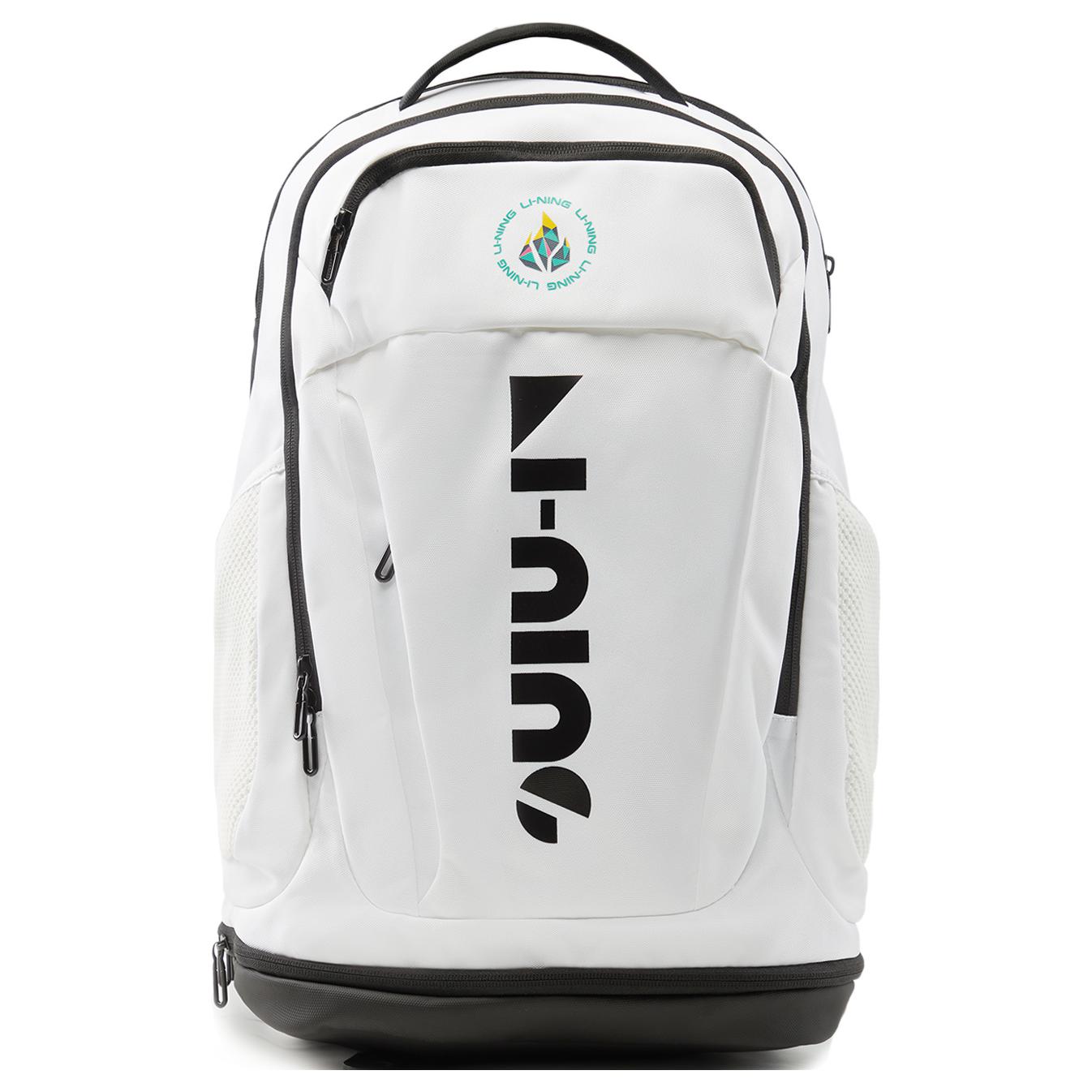 LiNing Zheng Rong Color Series Fashion Trend Versatile Polyester Backpack Unisex Backpack White ABSU451-1 White