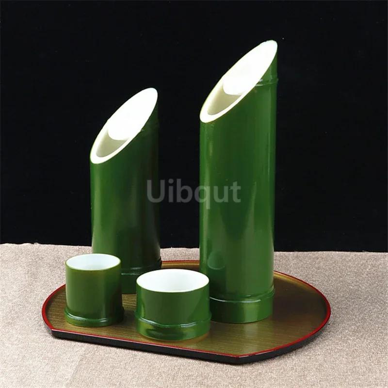 Imitation Bamboo Clear Wine Pot Bamboo Barrel Dry Ice Barrel Cuisine sushi boat bento Tattoo decorations Bamboo tube wine set