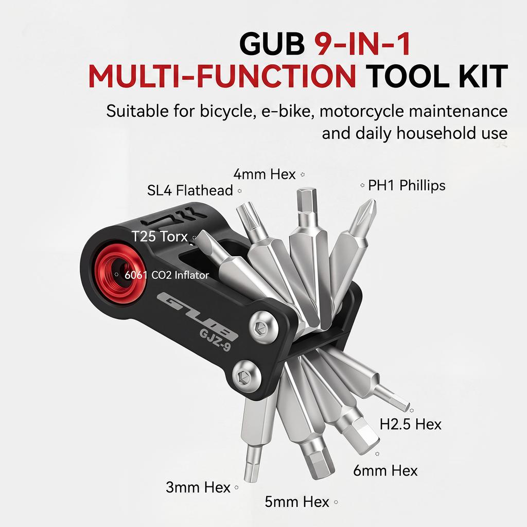Strumento Multifunzione 9-in-1 per Riparazione Bicicletta Kit Chiavi per Manutenzione Ciclismo Strumento per Mountain Bike e Bici da Strada