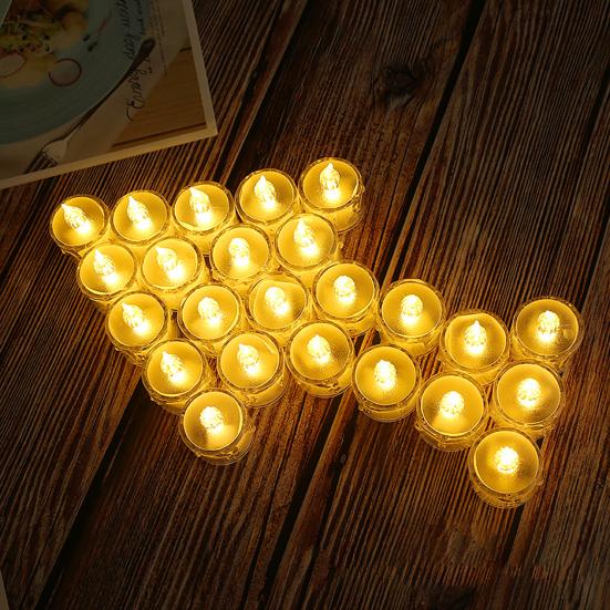 6 Stück/Set Elektronische Kerzen ohne Rauch Keine Hitze Transparent Nachtbeleuchtung Festliche Atmosphäre Leuchtendes Teelicht für Party