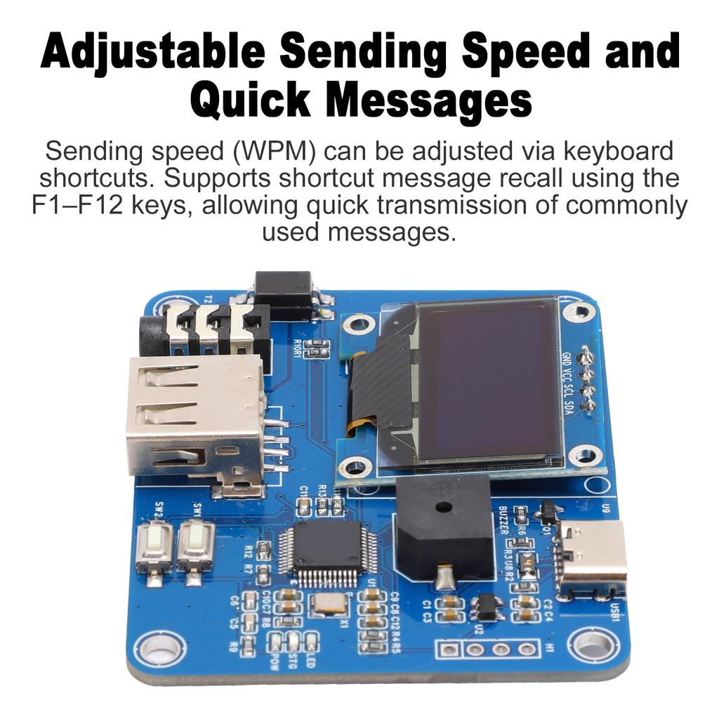 CW Practice Keyboard with OLED Display and USB Interface, Morse Code Keyer for Training