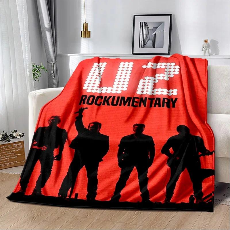 U2 Rock Bang Bono 3D Tisková deka, Měkká přehozová deka pro domácnost Ložnici Postel Pohovku Piknik Cestování Kancelář Krycí deka na odpočinek Děti