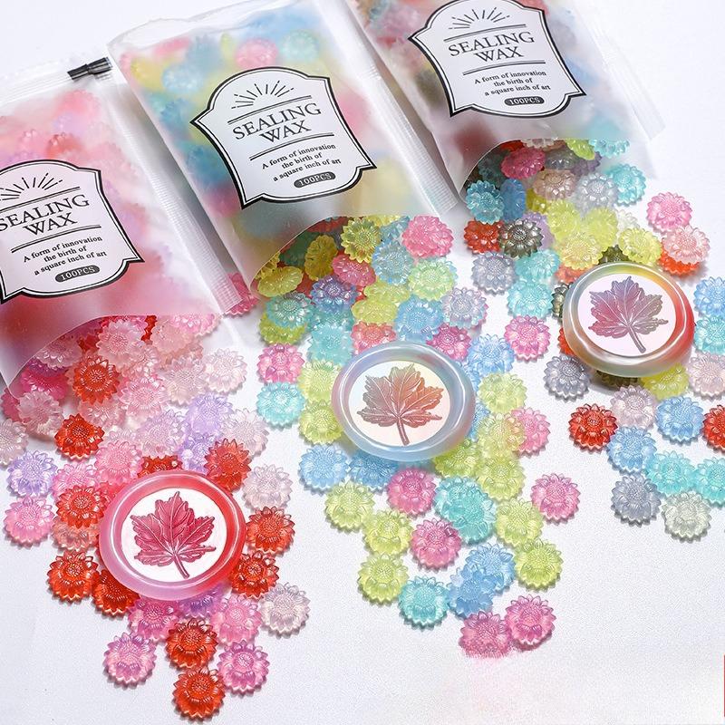 100pcs/500g Mixed Color Semi Transparent Wax Particles Semi Transparent Lacquer Wax Seal Wedding Invitation Wax Seal
