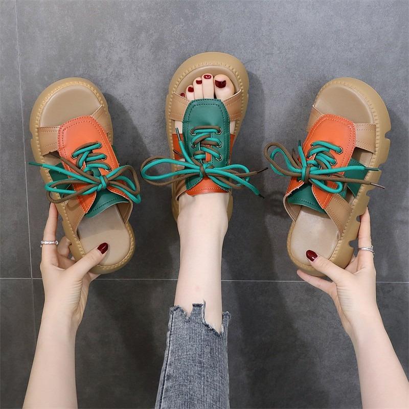 Women's Spring and Summer New Lightweight Casual Thick Soled Retro Beach Roman Sandals