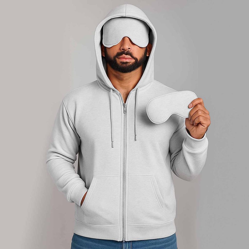 Unisex Hooded Casual Long Sleeved Solid Color Zipper Loose Sweatshirt Jacket