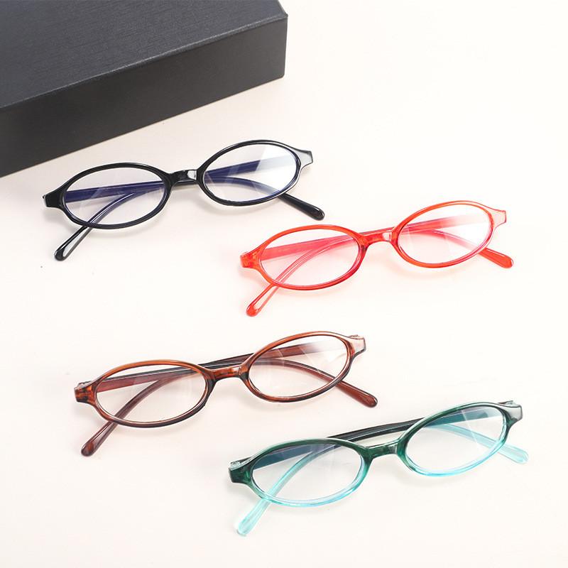 4KS Dámské brýle s oválným rámečkem a čirými skly Y2K Retro styl Malé brýle Módní počítačové brýle