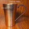 Pure Copper Coffee Mug, 400 ml Camping Breakfast Cup,Vintage Handcrafted Woven Handle Hammer Texture Home Tea Cup Drinkware