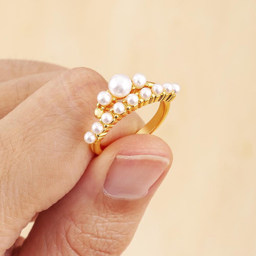 Nidin High Quality Original Design Retro Pearl Beaded Ring Open Adjustable For Women Fashion Party Finger Charm Jewelry Gift