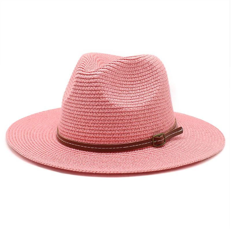 Summer Panama Straw Hat for Men Women, Wide Brim Sun Cap Beach Vacation, UV Protection Travel Hat