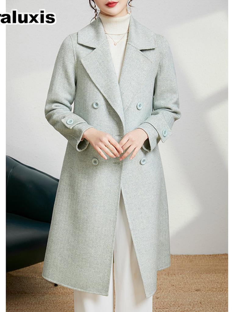 Fall/Winter New Arrivals High-End Long Maxi Coat Wide Fit Tweed Wool Blend Overcoat