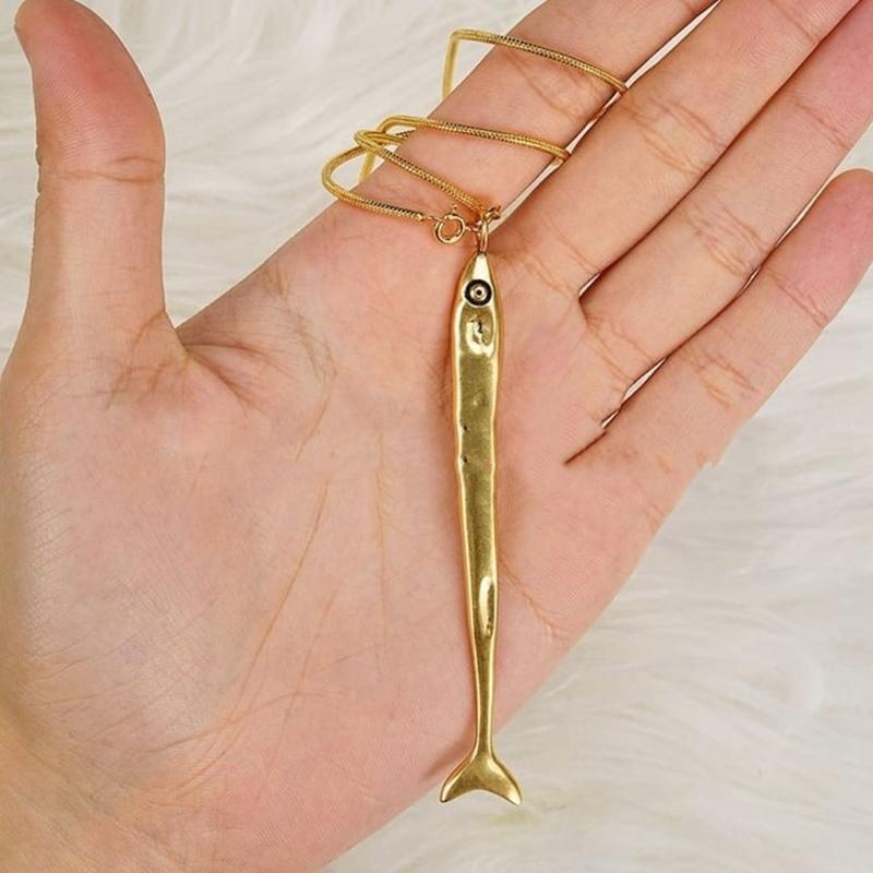 Elegant Sardine Charm Necklace Adjustable Chain Necklaces Pendant Jewelry for Everyday Elegant Outfit Enhancement