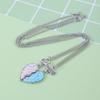 2 Pcs Best Friends Charm Necklace Set Blue And Pink Half Heart Matching Pendant Choker For Girls Friendship Memorial BFF Gift