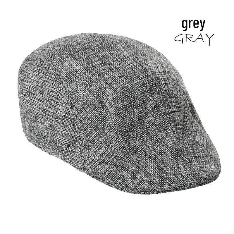 Breathable Spring & Autumn Linen Beret - Unisex Sun Hat, Solid Color, Hollow Design.