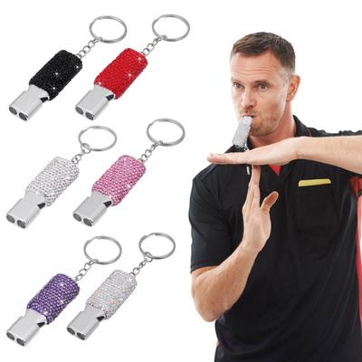 Bling Whistle Kovová píšťalka s kamínky a klíčenkou Zářící píšťalka s hlasitým křupavým zvukem
