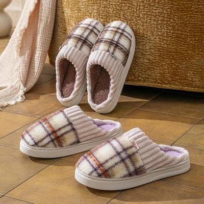 Thick-Soled Non-Slip Velvet-Lined Cotton Slippers for Men & Women - Cozy and Wear-Resistant for Autumn/Winter