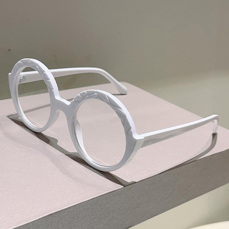 Oversized Round Glasses Women  New Patchwork Blue Light Blocking Optical Frames Trendy Brand Design Decor Eyeglasses